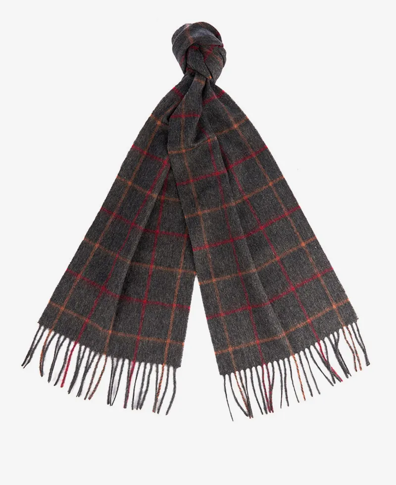 Barbour Tattersall Lambswool Scarf Charcoal / Red-1